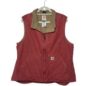 Vintage Carhartt Women's WV001 VRS Sherpa Lined Vest Rose Size XL